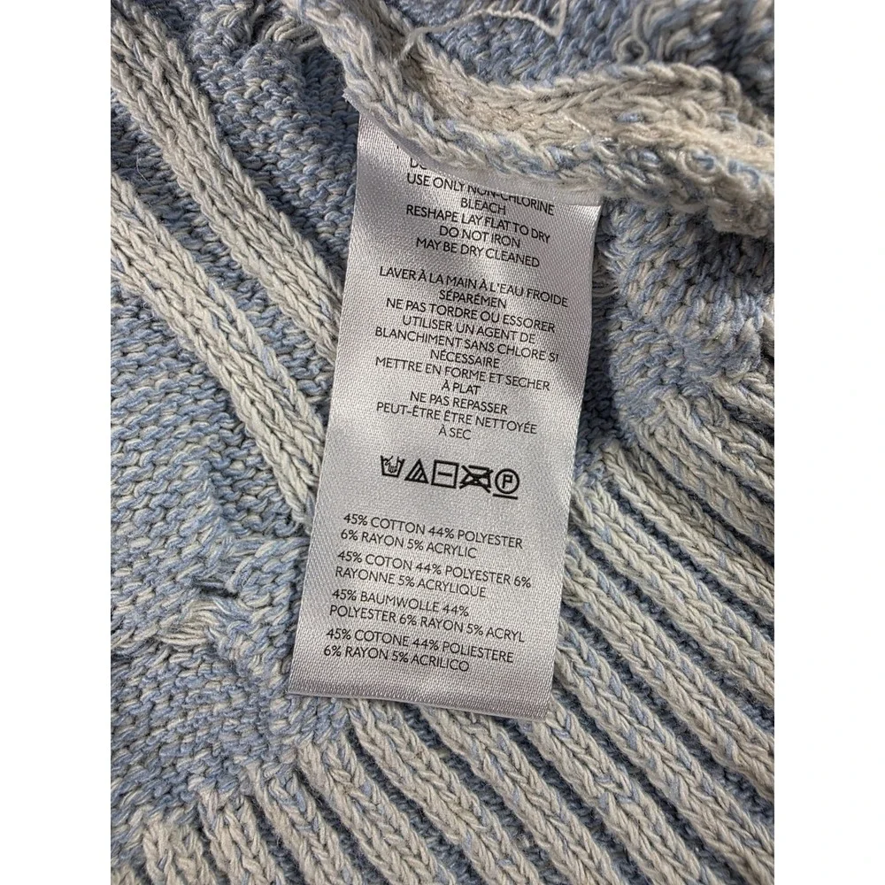 NWT FREE PEOPLE Blue Washed‎ Chunky Cable Knit Womens XS V-Neck Cropped Sweater